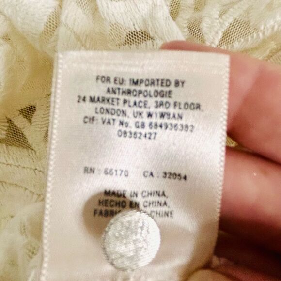 Anthropologie Embroidered Tulle Tunic By Vanessa Virginia, Ivory Top size 2 - Picture 12 of 15